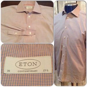 Eton Button Down Shirt Mens 39/15.5 Checks H1-92
